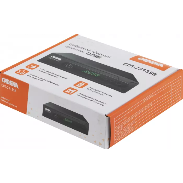 Ресивер DVB-T2 Cadena CDT-2315SB черный