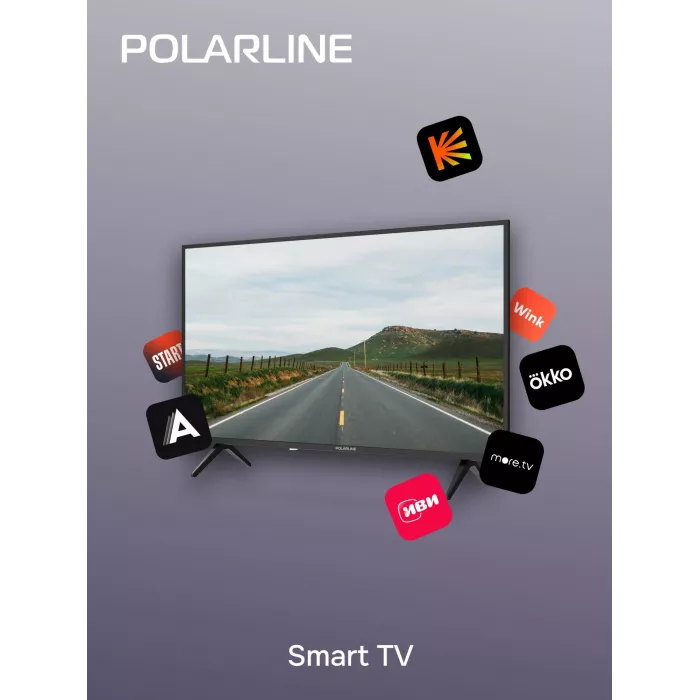 Телевизор LED PolarLine 43" 43PL51STC-SM черный FULL HD 60Hz DVB-T DVB-T2 DVB-C DVB-S2 USB WiFi Smart TV (RUS)