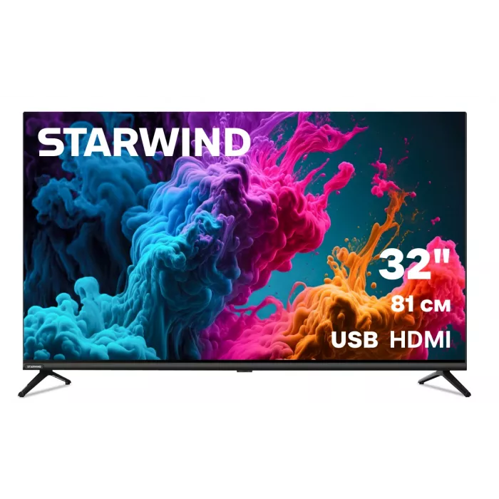 Телевизор LED Starwind 32" SW-LED32BG200 Frameless черный/черный HD 60Hz DVB-T DVB-T2 DVB-C DVB-S DVB-S2 USB