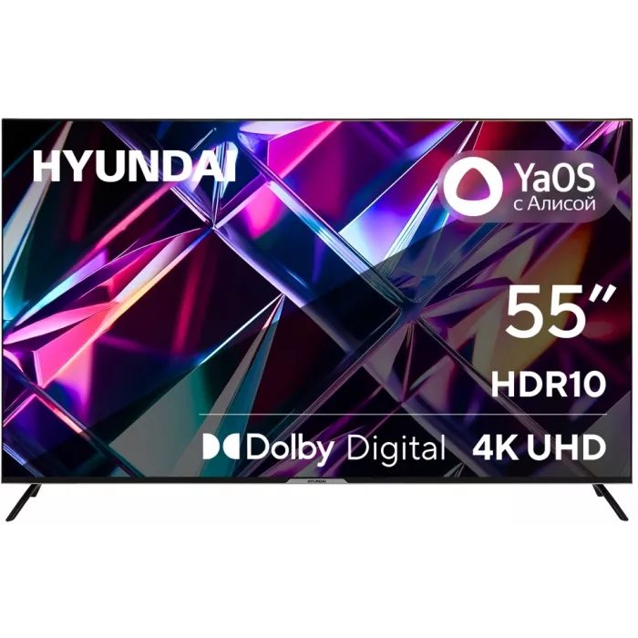 Телевизор LED Hyundai 55" H-LED55BU7003 Яндекс.ТВ Frameless черный 4K Ultra HD 60Hz DVB-T DVB-T2 DVB-C DVB-S DVB-S2 USB WiFi Smart TV