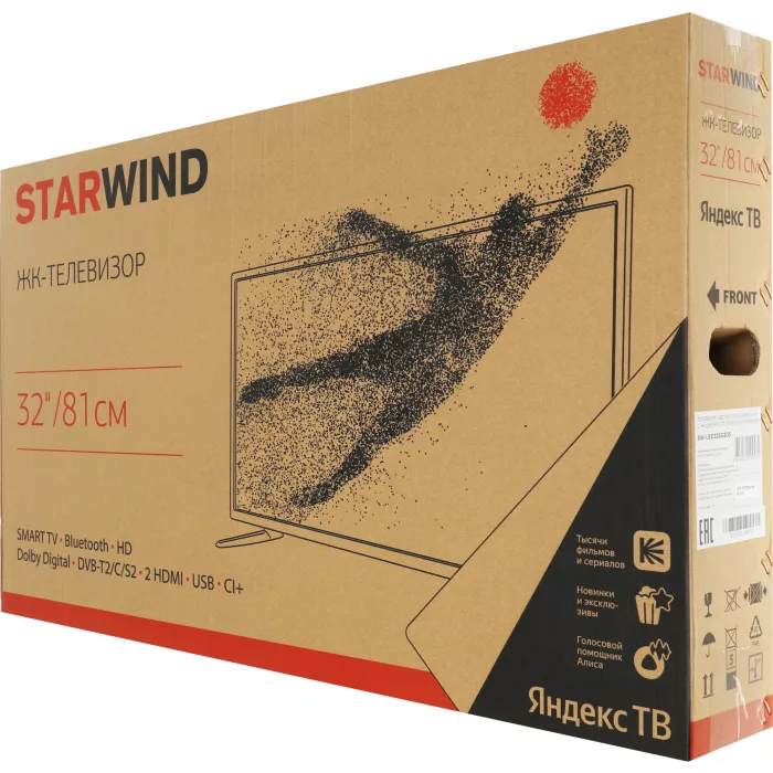 Телевизор LED Starwind 32" SW-LED32SG305 Яндекс.ТВ Frameless черный/черный HD 60Hz DVB-T DVB-T2 DVB-C DVB-S DVB-S2 USB WiFi Smart TV