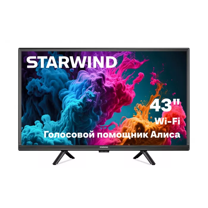 Телевизор LED Starwind 43" SW-LED43UG405 Яндекс.ТВ Frameless черный 4K Ultra HD 60Hz DVB-T DVB-T2 DVB-C DVB-S DVB-S2 USB WiFi Smart TV