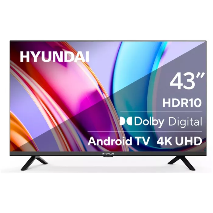 Телевизор LED Hyundai 43" H-LED43BU7006 Android TV Frameless Metal черный 4K Ultra HD 60Hz DVB-T DVB-T2 DVB-C DVB-S DVB-S2 USB WiFi Smart TV
