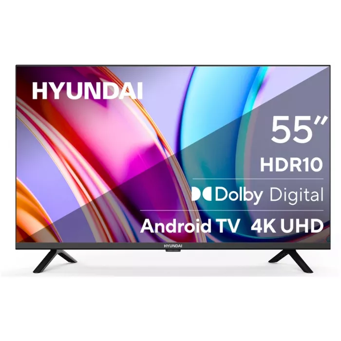 Телевизор LED Hyundai 55" H-LED55BU7006 Android TV Frameless Metal черный 4K Ultra HD 60Hz DVB-T DVB-T2 DVB-C DVB-S DVB-S2 USB WiFi Smart TV