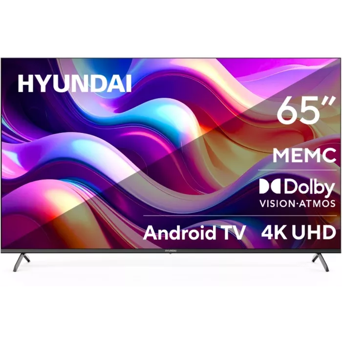 Телевизор LED Hyundai 65" H-LED65BU7009 Android TV Frameless Metal черный/черный 4K Ultra HD 60Hz DVB-T DVB-T2 DVB-C DVB-S DVB-S2 USB WiFi Smart TV