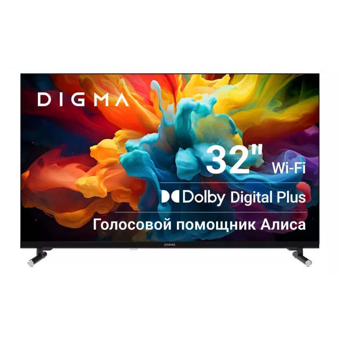 Телевизор LED Digma 32" DM-LED32SBB33 Яндекс.ТВ Frameless Metal черный FULL HD 60Hz DVB-T DVB-T2 DVB-C DVB-S DVB-S2 USB WiFi Smart TV