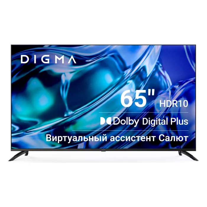 Телевизор LED Digma 65" DM-LED65UBB40 Салют ТВ Frameless Metal черный/черный 4K Ultra HD 60Hz DVB-T DVB-T2 DVB-C DVB-S DVB-S2 USB WiFi Smart TV