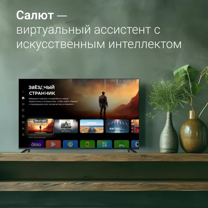 Телевизор LED Digma 65" DM-LED65UBB40 Салют ТВ Frameless Metal черный/черный 4K Ultra HD 60Hz DVB-T DVB-T2 DVB-C DVB-S DVB-S2 USB WiFi Smart TV