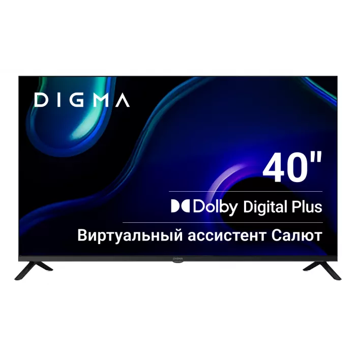 Телевизор LED Digma 40" DM-LED40SBB36 Салют ТВ Frameless Metal черный FULL HD 60Hz DVB-T DVB-T2 DVB-C DVB-S DVB-S2 USB WiFi Smart TV