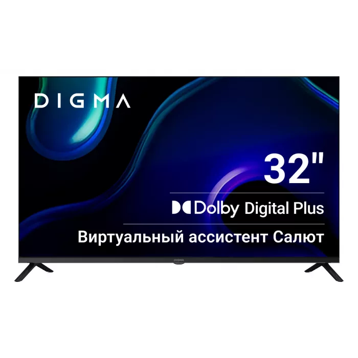 Телевизор LED Digma 32" DM-LED32SBB36 Салют ТВ Frameless Metal черный FULL HD 60Hz DVB-T DVB-T2 DVB-C DVB-S DVB-S2 USB WiFi Smart TV