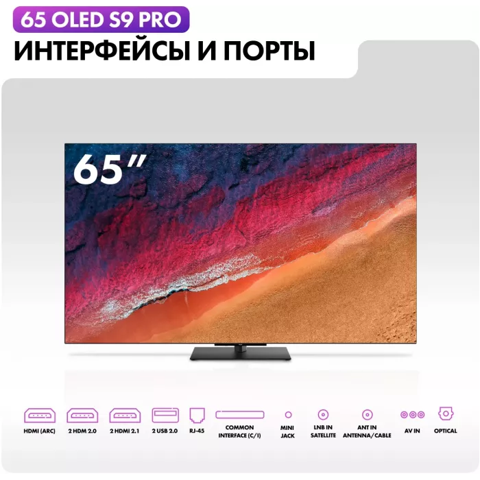 Телевизор OLED Haier 65" S9 Pro Frameless черный 4K Ultra HD 120Hz DVB-T DVB-T2 DVB-C DVB-S2 USB WiFi Smart TV