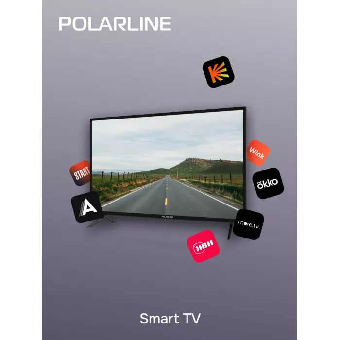 Телевизор LED PolarLine 32" 32PL55TC-SM черный/серебристый HD 60Hz DVB-T DVB-T2 DVB-C USB WiFi Smart TV (RUS)