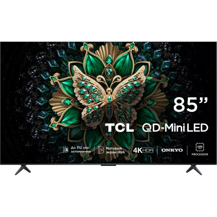Телевизор LED TCL 85" 85C6K QD-Mini LED Frameless черный 4K Ultra HD 144Hz MEMC DVB-T DVB-T2 DVB-C DVB-S DVB-S2 USB WiFi Smart TV