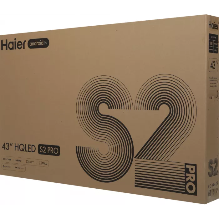 Телевизор QLED Haier 43" HQLED S2 Pro Frameless черный 4K Ultra HD 60Hz MEMC DVB-T DVB-T2 DVB-C DVB-S2 USB WiFi Smart TV (RUS)