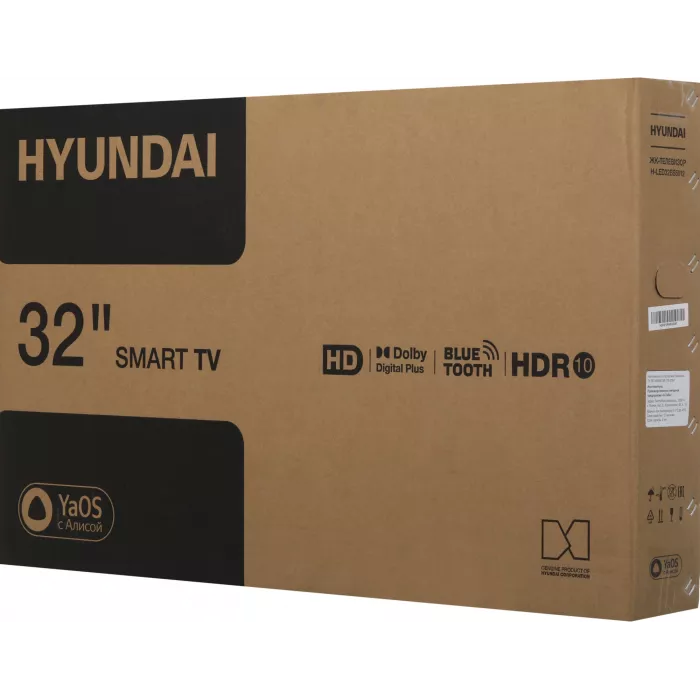 Телевизор LED Hyundai 32" H-LED32BS5012 YaOS Frameless черный HD 60Hz DVB-T DVB-T2 DVB-C DVB-S DVB-S2 USB WiFi Smart TV