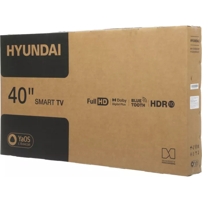Телевизор LED Hyundai 40" H-LED40BS5012 YaOS Frameless черный FULL HD 60Hz DVB-T DVB-T2 DVB-C DVB-S DVB-S2 USB WiFi Smart TV
