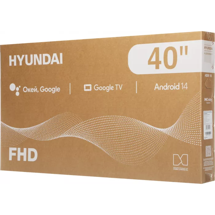Телевизор LED Hyundai 40" H-LED40BS5011 Google TV Frameless Metal черный FULL HD 60Hz DVB-T DVB-T2 DVB-C DVB-S DVB-S2 USB WiFi Smart TV