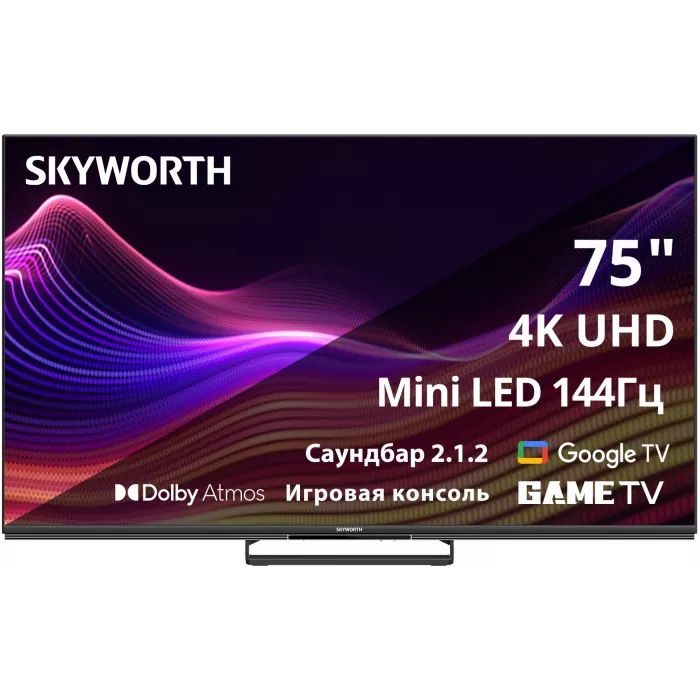 Телевизор LED Skyworth 75" 75X87G QD-Mini LED Magic Sound Game TV Frameless черный 4K Ultra HD 144Hz MEMC DVB-T DVB-T2 DVB-C DVB-S DVB-S2 USB WiFi Smart TV